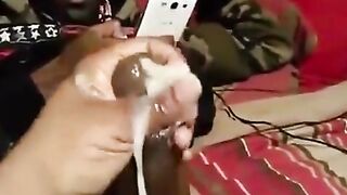 Very Huge Cock Black Explodes With Helping Hand