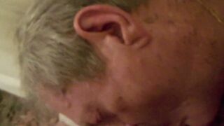 Grandpa sucks and swallows Trucker cum