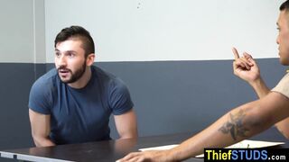 Teen Scott Demarco bribing a gay latin gurad Leo Silva on his big dick