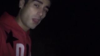 Teen outdoor piss with erection