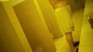 Naked men in public pool shower 2