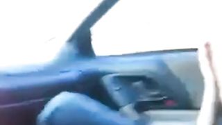 Blonde girl sucks cock in the car but doesnt like the taste