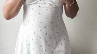 Curvy Petite in her sundress popping tits out