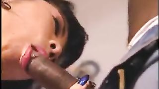 Mai Lin Vintage Hairy Asian on black cock