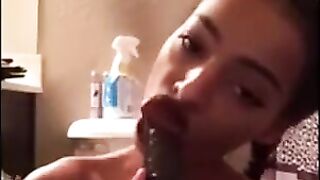 Ebony Rides and Sucks Her Dildo (why they may)