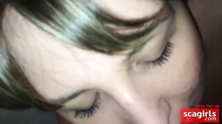 Close up blowjob and cumshot