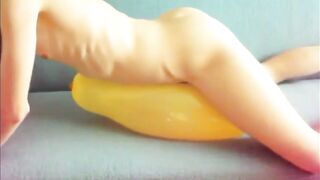 Yellow balloon humping cum