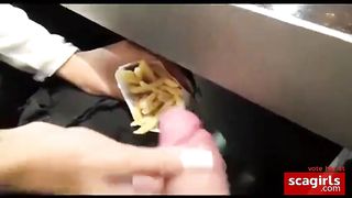 girl with long nails have a nice work in Mc Donald,s