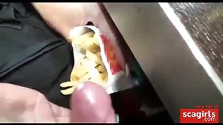 girl with long nails have a nice work in Mc Donald,s