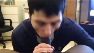 White Mexican Young Boy Sucking Black Cock Eating Cums