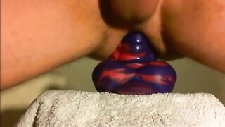 amateur Anal sex toy fun with flint the bad dragon !