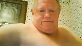 fat grandpa jerking off on the bed