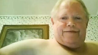 fat grandpa jerking off on the bed