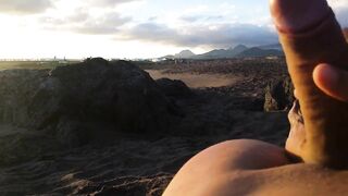 masturbation beach in front two girls with cum