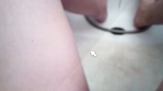 Shaved cock POV handjob until cum